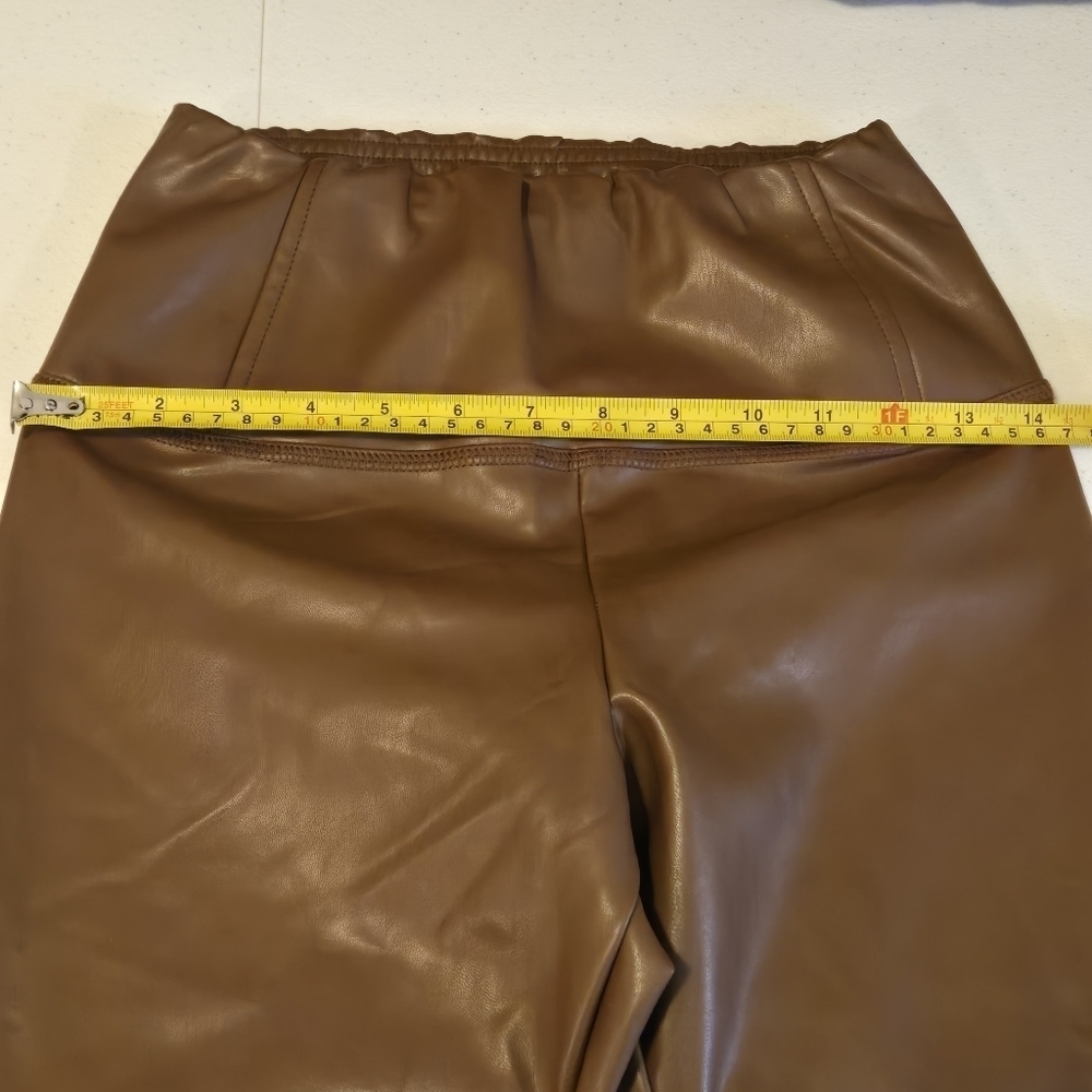 And Now This Faux Leather High Rise Pull-on Seamfront Leggings Choco Brown XS - Picture 7 of 7